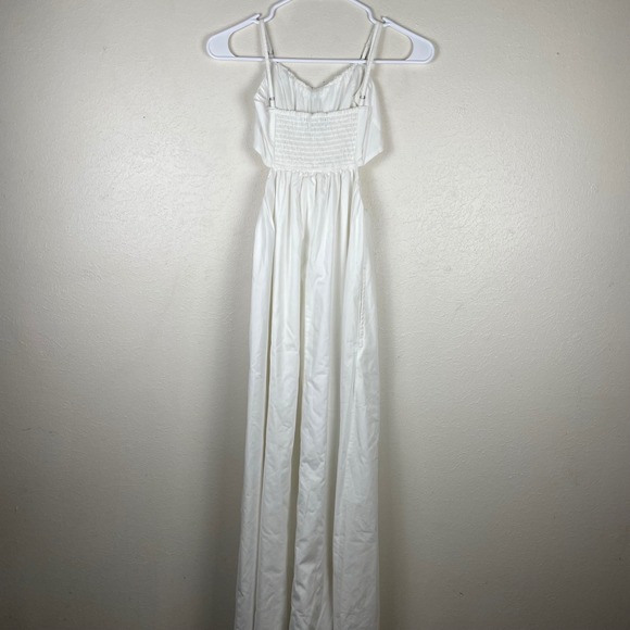 Abercrombie Fitch White Smocked Cutout Maxi Dress Size S - Picture 7 of 11